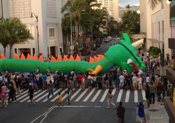Waikiki is packed green dragon coming...